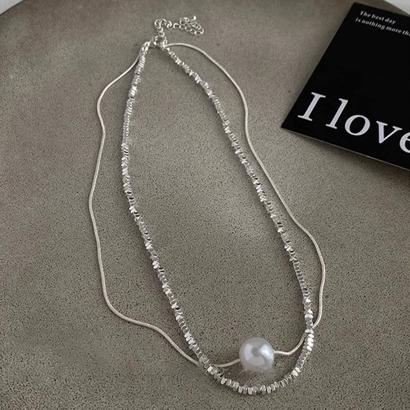 Layered Pearl Necklace – Double-Strand Dainty Choker with Unique Design for Women